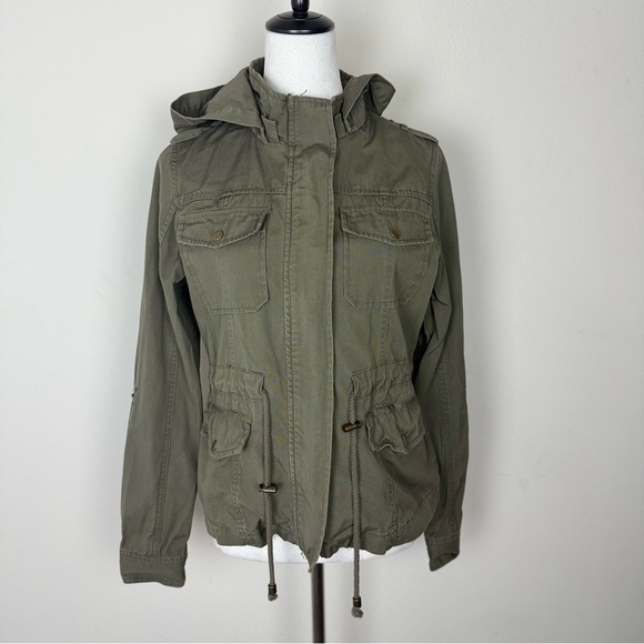 Timing Women’s Green Utility Jacket with Hooded Design Size M - Picture 2 of 9